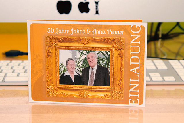 Goldene Hochzeitseinladung für Jakob & Anna